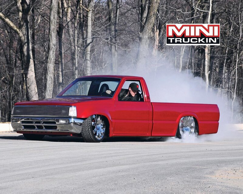 Red Custom Pickup Truck — Dramatic, Winter