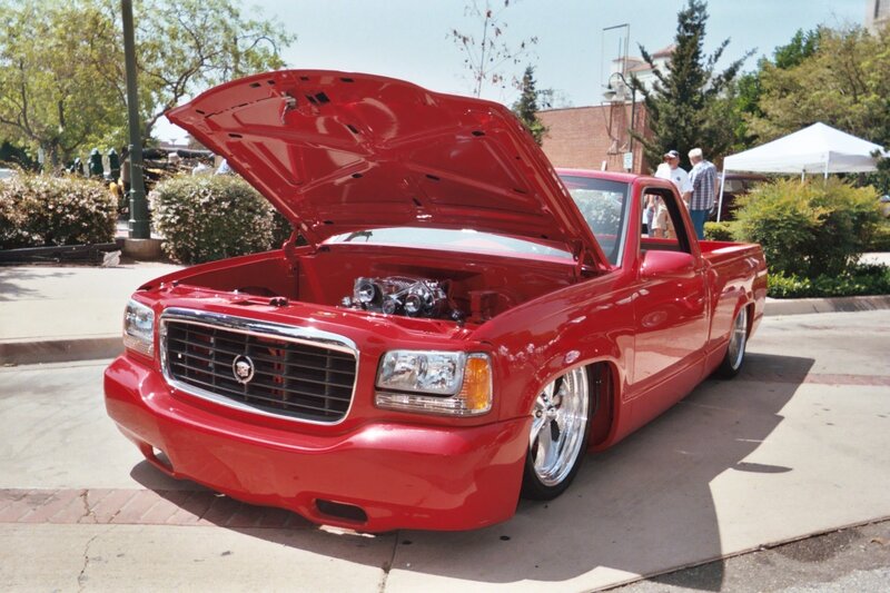 Red Custom Pickup Truck — Outdoor, Afternoon, Photograph