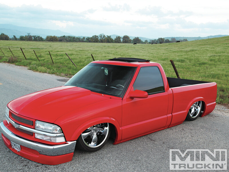 Red Custom Pickup Truck — Serene, Afternoon