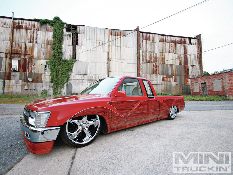 Red Custom Pickup Truck — Urban, Afternoon