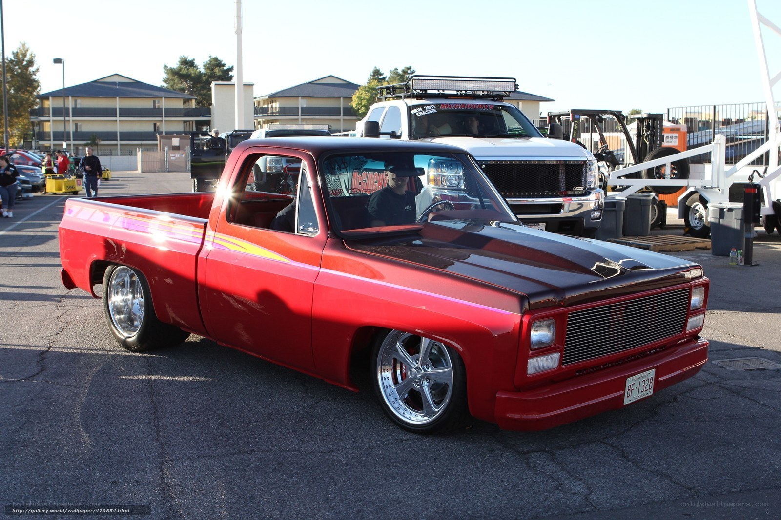Red custom pickup truck