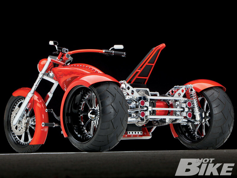 Red Custom Trike Motorcycle