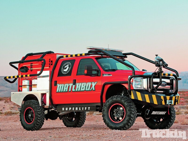 Red Custom Truck — Dramatic, Sunset