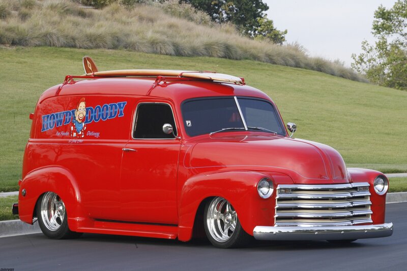 Red Custom Van — Calm, Afternoon, Photograph