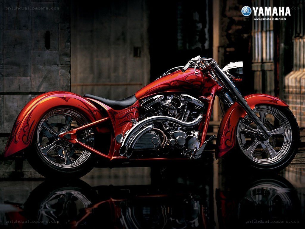 Red custom Yamaha chopper
