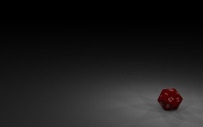 Red d20 dice on dark surface