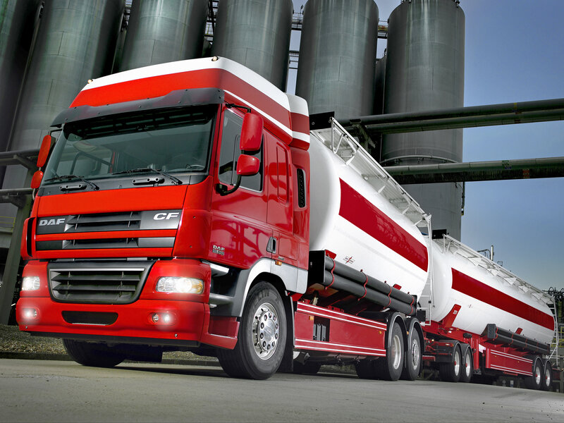 Red DAF CF tanker truck