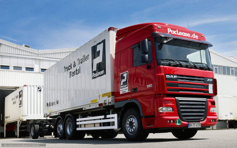Red DAF truck with PacLease trailer