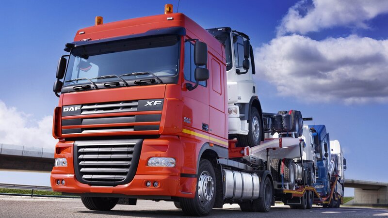 Red DAF XF Truck