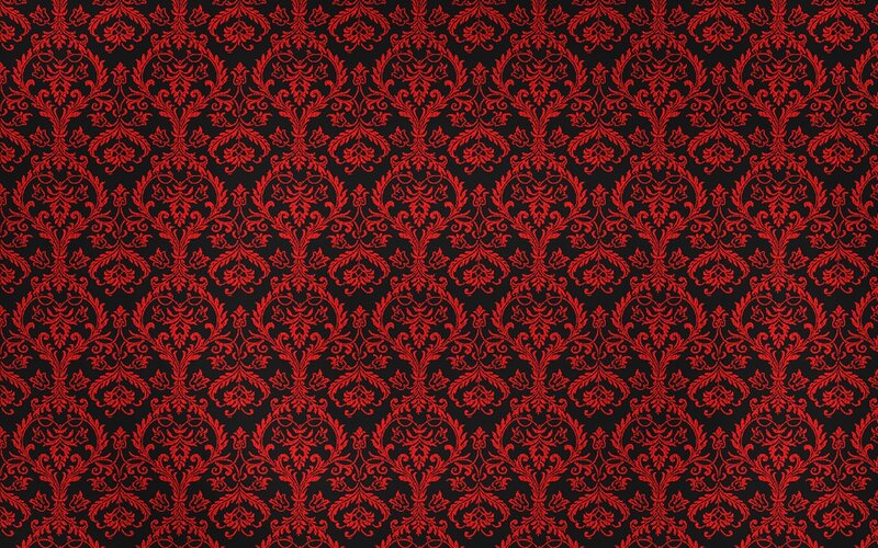 Red Damask Pattern — Ornate, Vector Art, Design