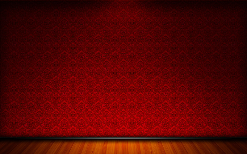 red damask wallpaper interior