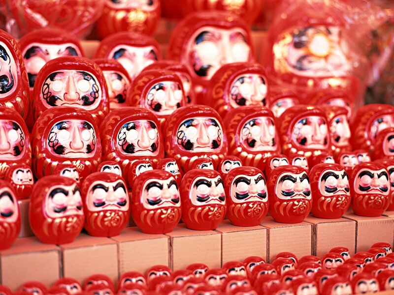 Red Daruma Dolls — Calm