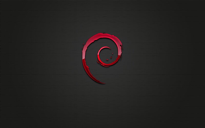 Red Debian Logo — Black, Minimalist, Digital Art