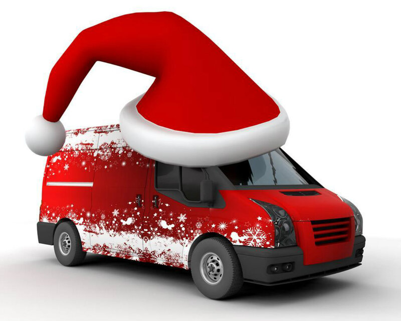 Red Delivery Van — Festive