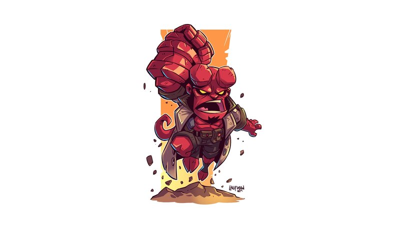 Red Demon Character — Aggressive, Digital Art, Fist
