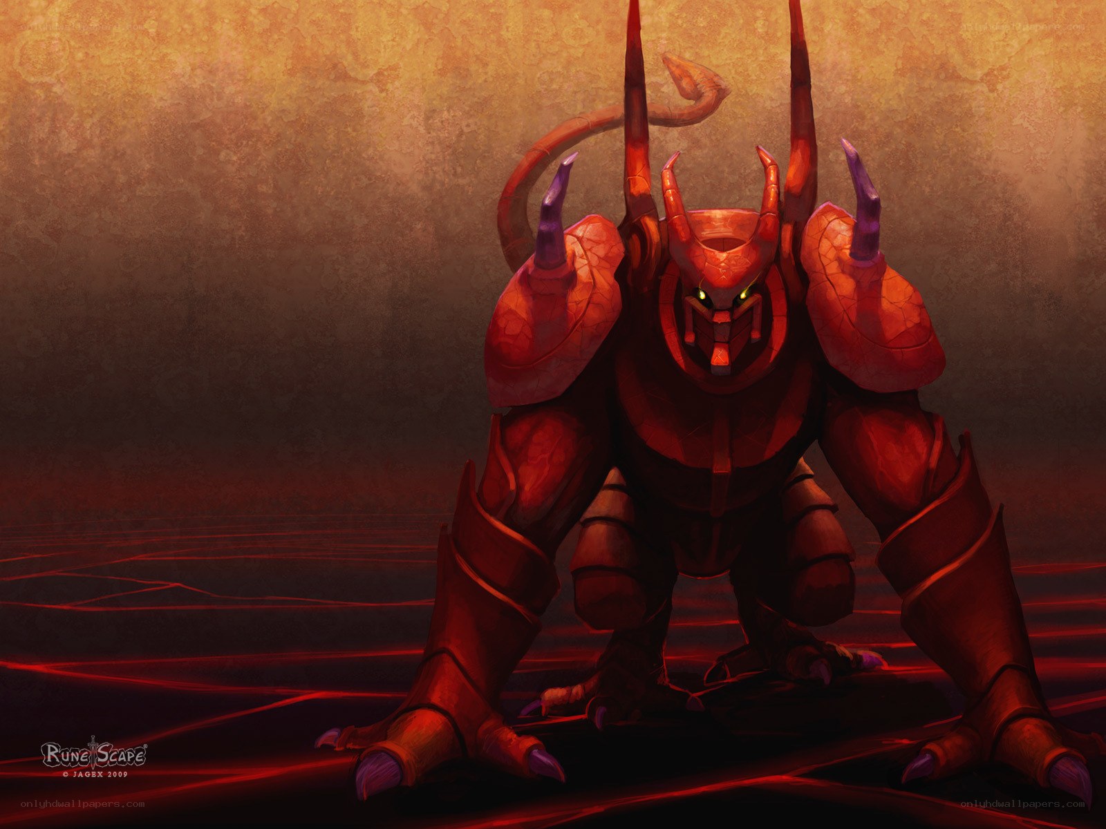 Red demon creature in lava