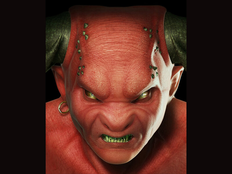 Red Demon Face — Aggressive