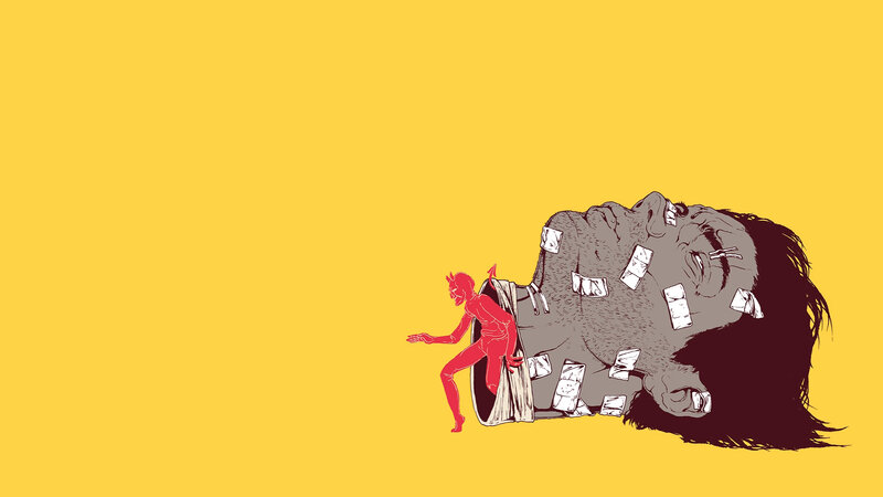 Red Demon Figure — Yellow