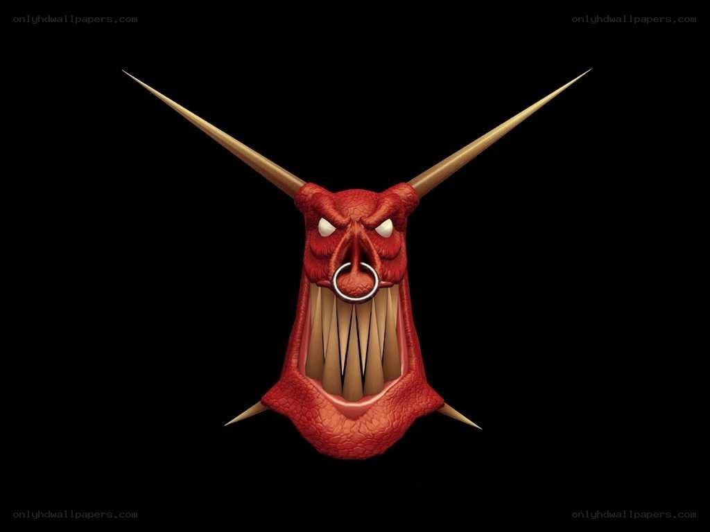 red demon head with horns