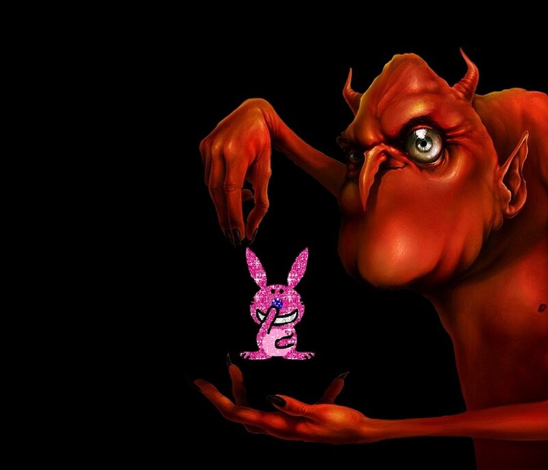 Red Demon Holding Bunny