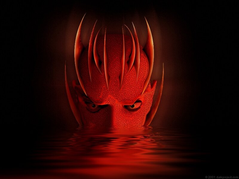 red demon in water
