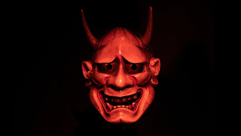 Red Demon Mask — Dramatic, Night