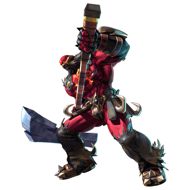 red demon warrior with hammer