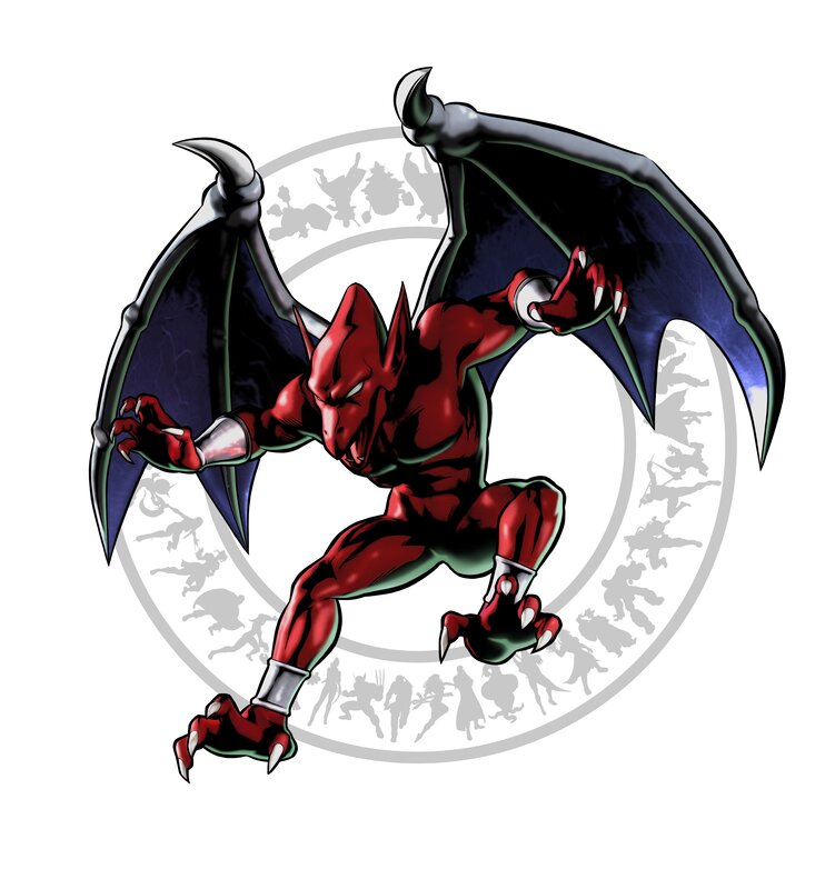 Red demon with bat wings