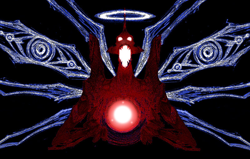 red demon with blue wings