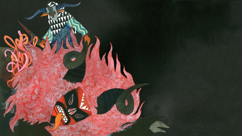 Red Demon with Goat Figure