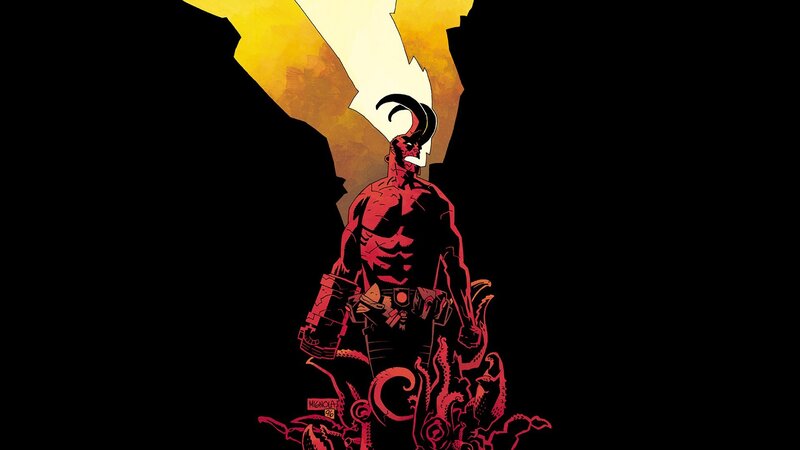 Red Demon with Horns — Black