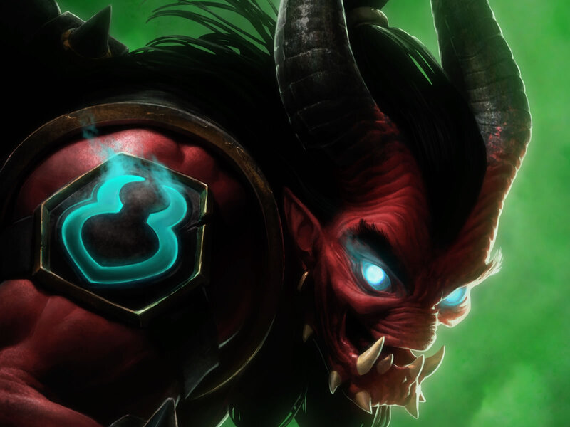 Red Demon with Horns — Dramatic, Digital Art