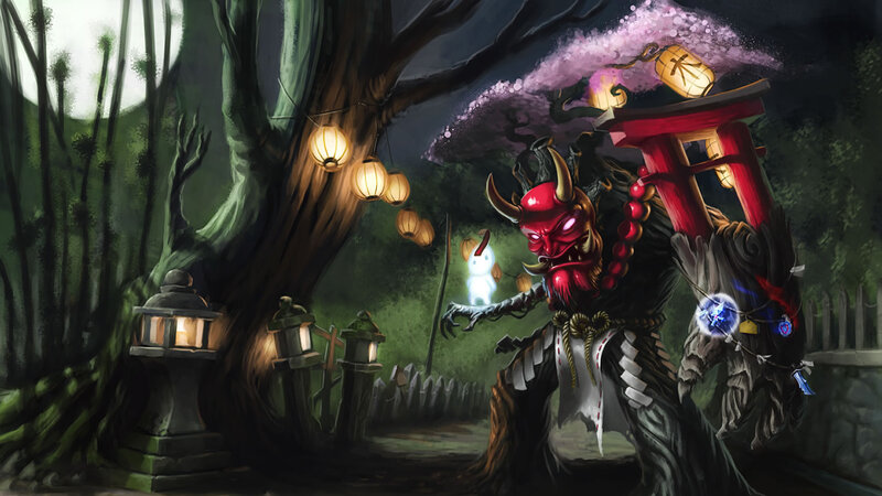 Red Demon with Torii Gate