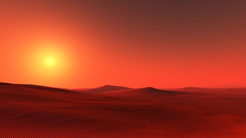 Red Desert Landscape — Dramatic, Sunset, 3d Render