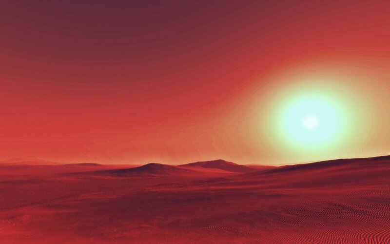 Red Desert Landscape — Dramatic, Sunset, Digital Art
