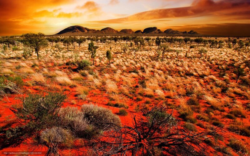 Red Desert Landscape — Dramatic, Sunset, Photograph