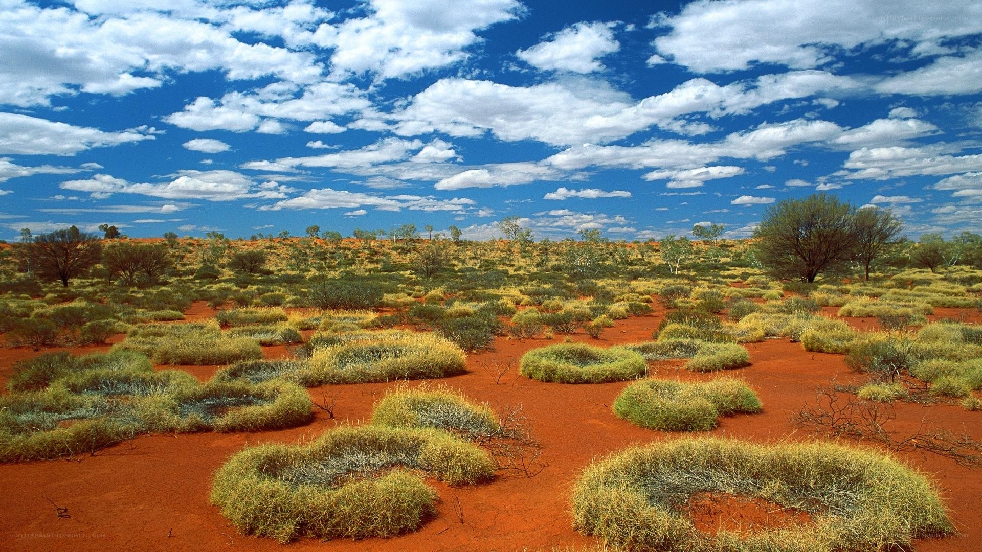 Red desert landscape with clouds