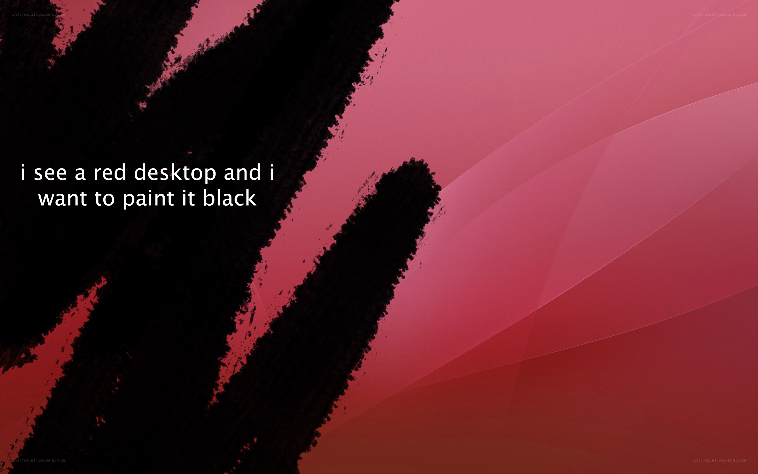 red desktop with black brushstrokes