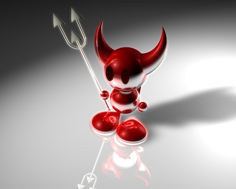 Red Devil Character — Dramatic, 3d Render, Trident