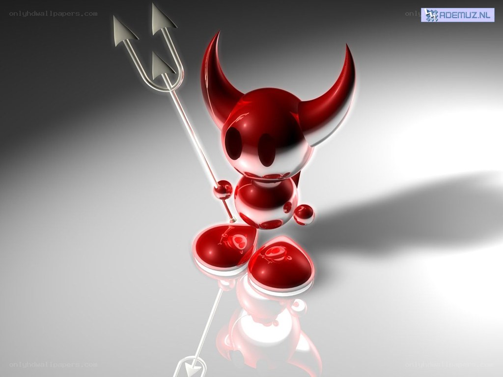 Red devil character with trident