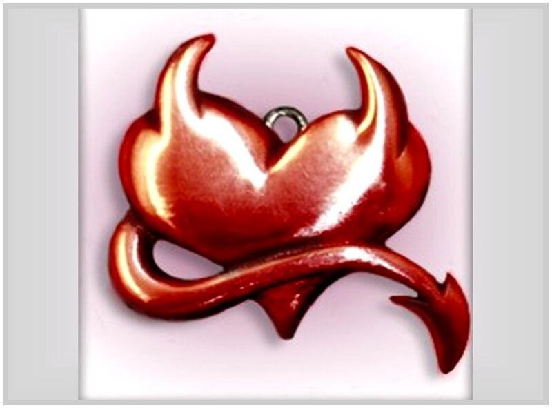 red devil heart pendant