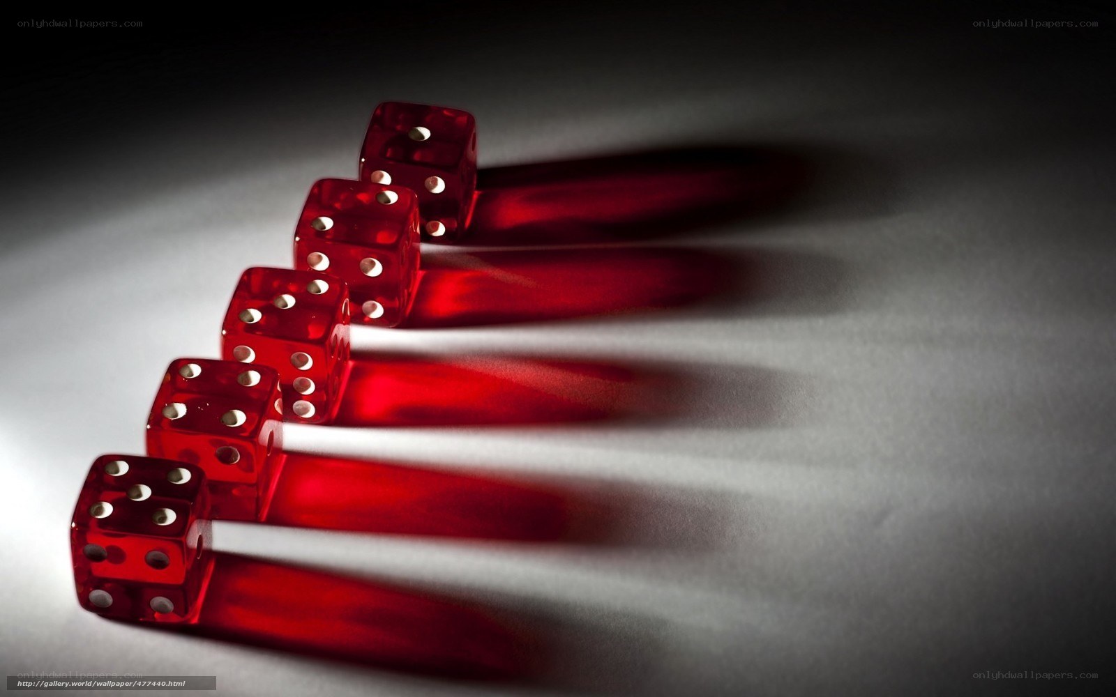Red dice in a row