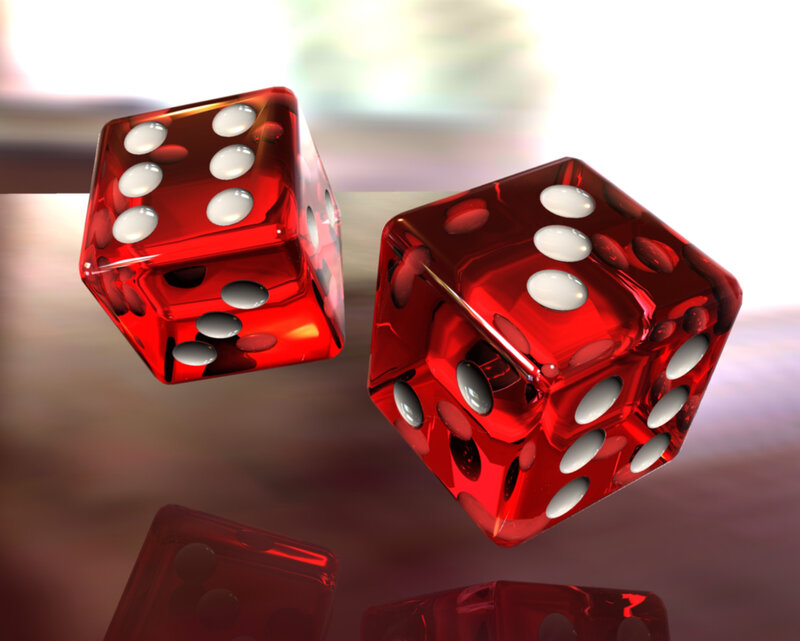 Red Dice in Motion — Neutral, 3d Render