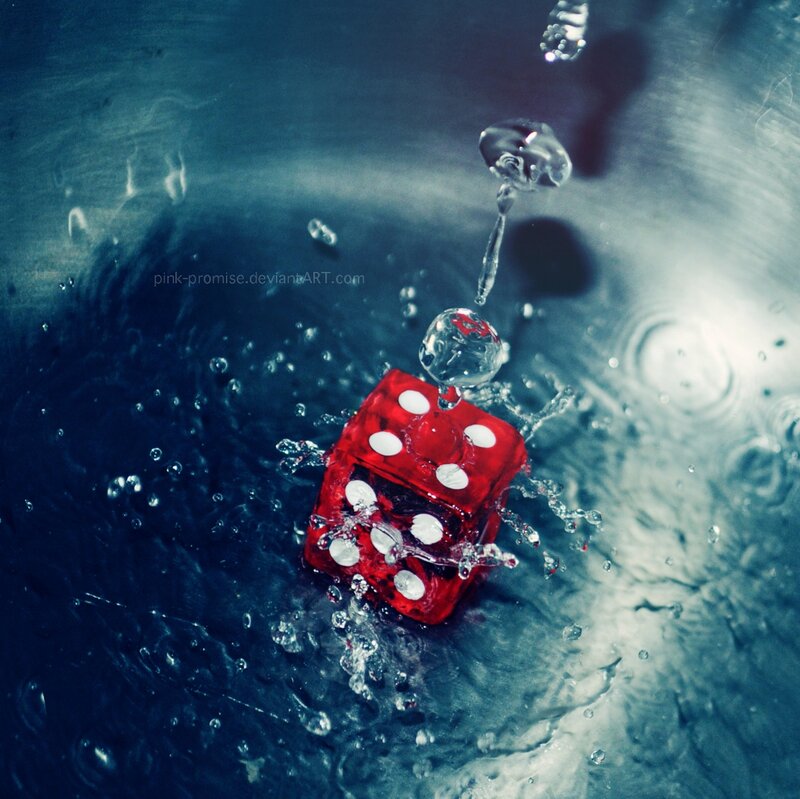 Red Dice in Water — Blue