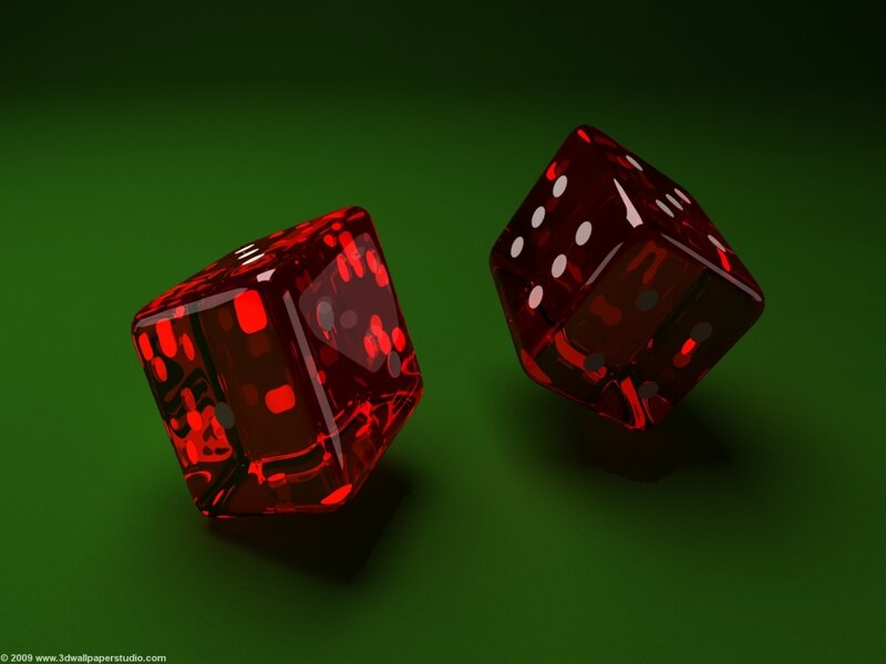 Red Dice on Green Surface — Dramatic