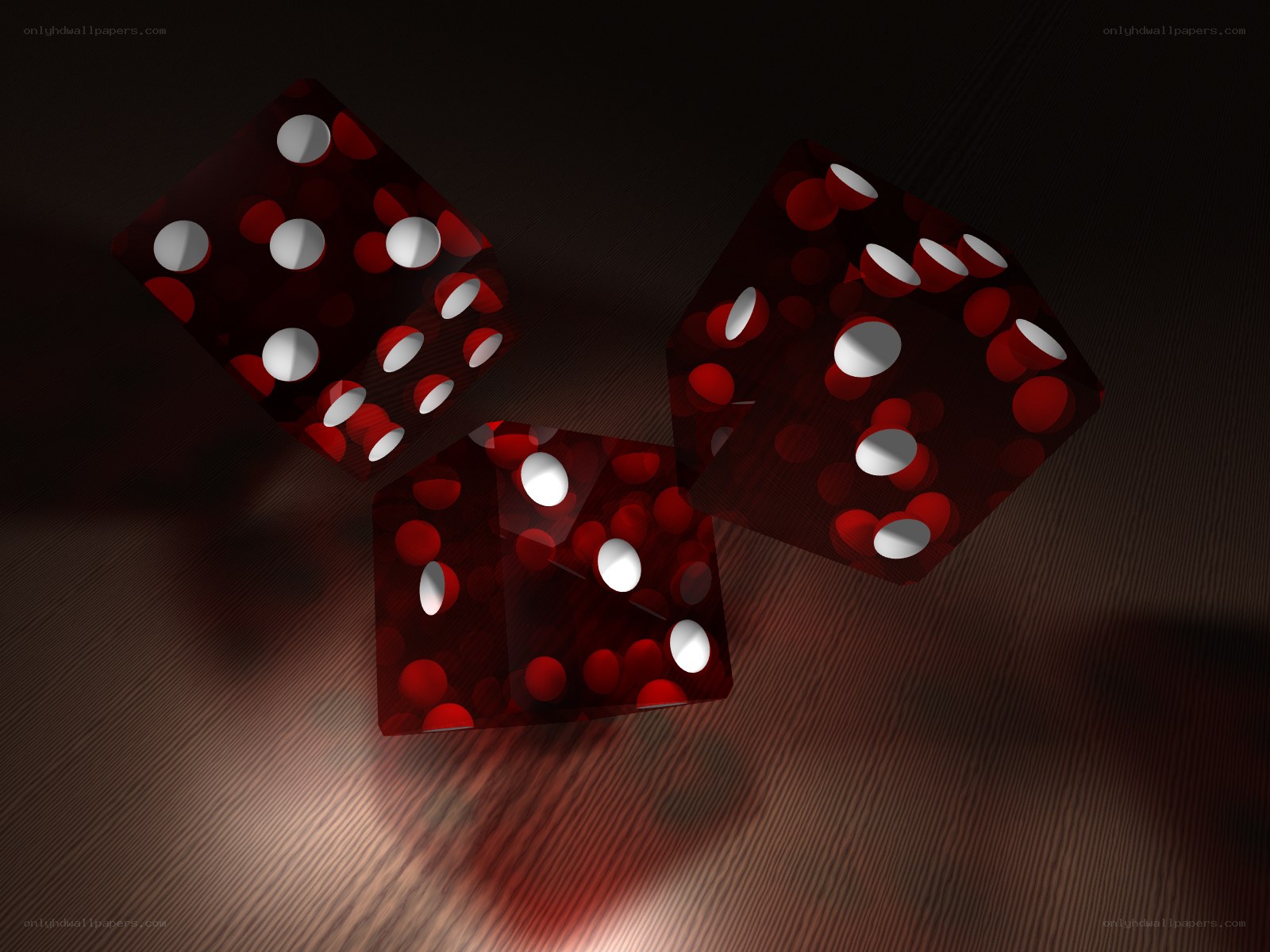 Red dice on wooden surface