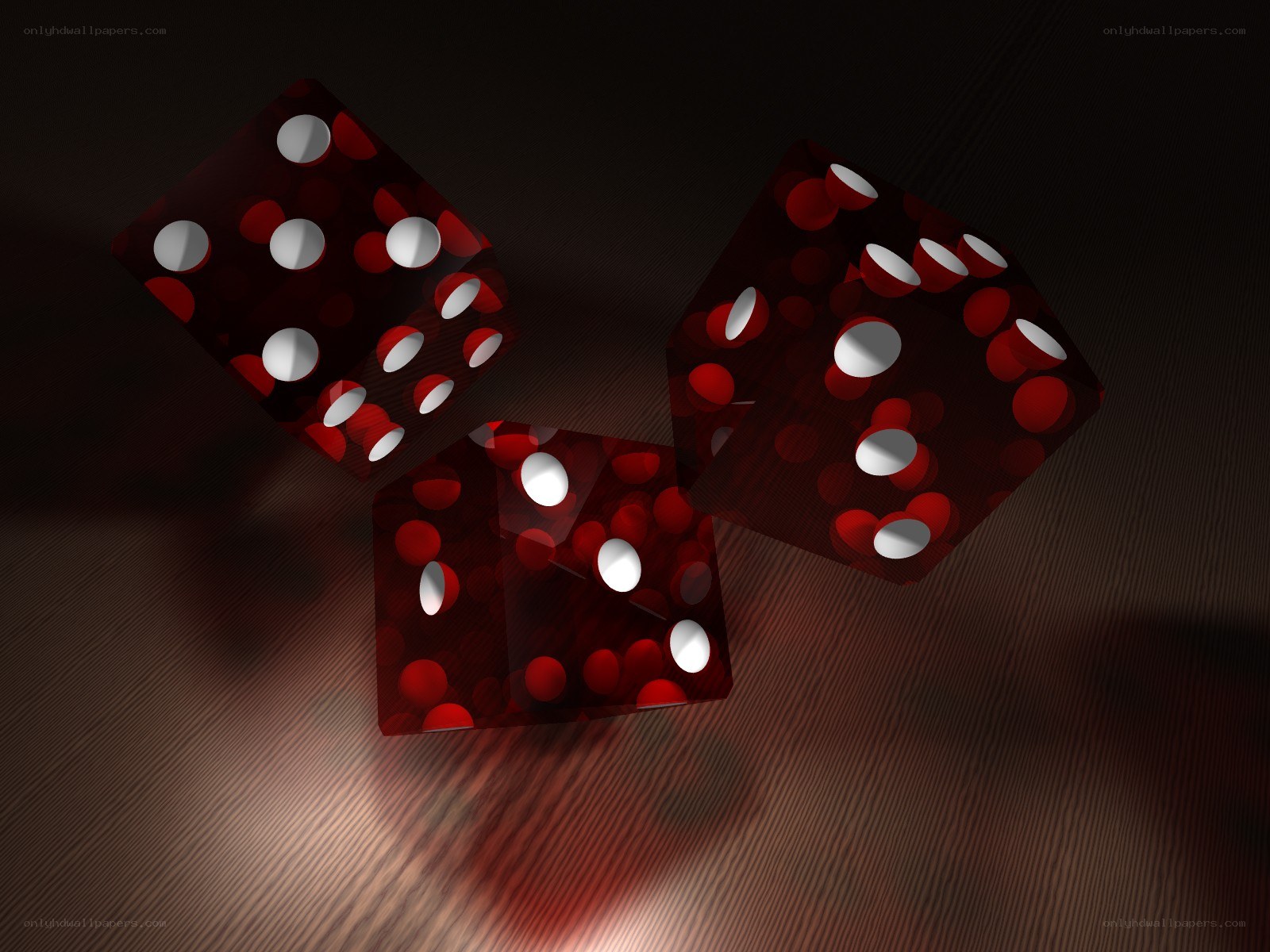 Red dice on wooden surface