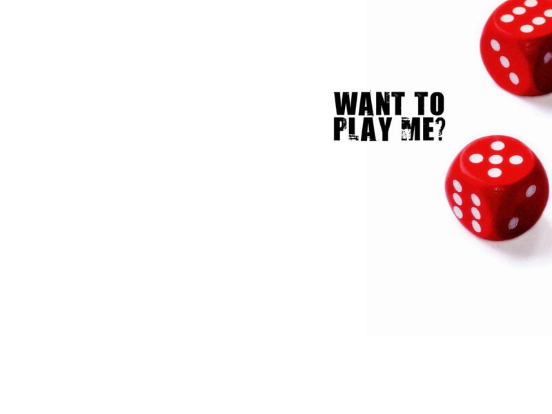 red dice with text