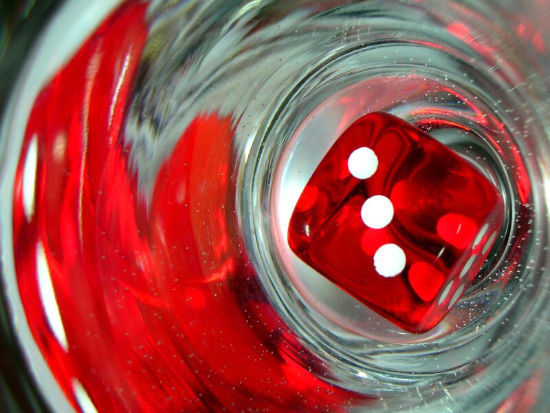 Red Die in Glass