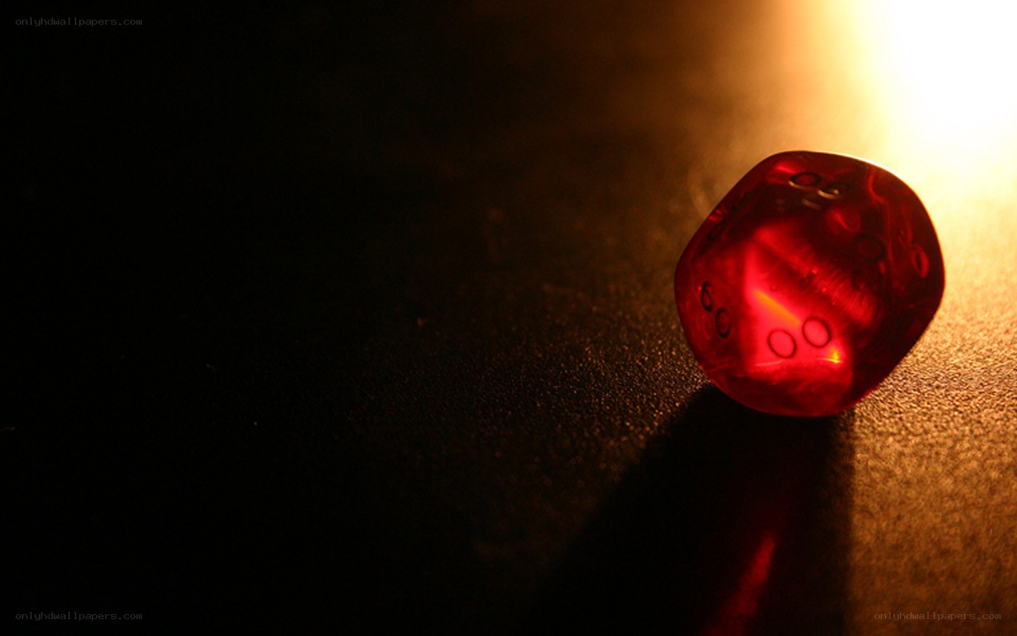 Red die in warm light